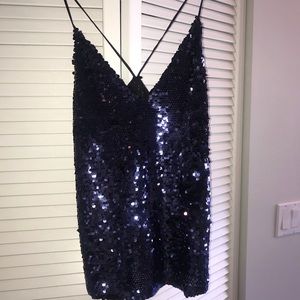 Zara navy sequin top